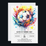 Colourful Soccer Kids Watercolor Birthday Invitation<br><div class="desc">Dive into a world of vibrant celebration with our Colourful Soccer Kids Watercolor Birthday invitation. This lively design captures the essence of youthful energy and soccer excitement, creating an invitation that is sure to stand out. The watercolor elements add an artistic touch, making this invitation not just a practical choice...</div>
