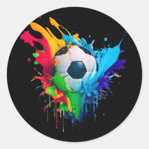 Colourful Soccer Ll Splash Love Soccer Goal Art Sp Classic Round Sticker