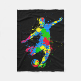 Colourful Soccer Player  Fleece Blanket