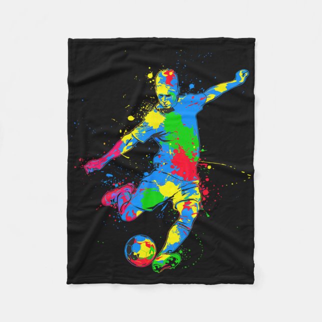 Colourful Soccer Player  Fleece Blanket (Front)
