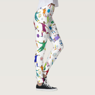 Colourful Soccer Players Pattern Leggings