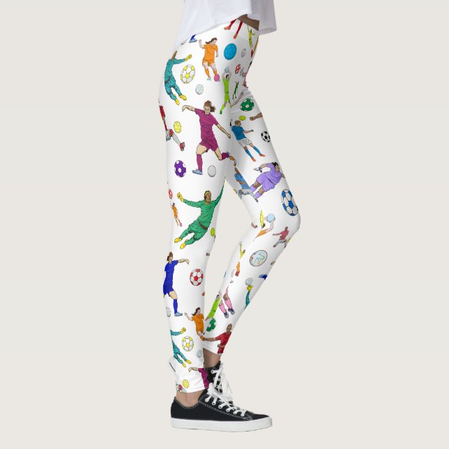 Colourful Soccer Players Pattern Leggings (Right)