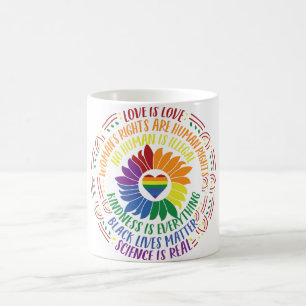 Colourful Social Justice Flower Word Art  Coffee Mug