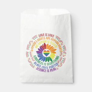 Colourful Social Justice Flower Word Art Favour Bags