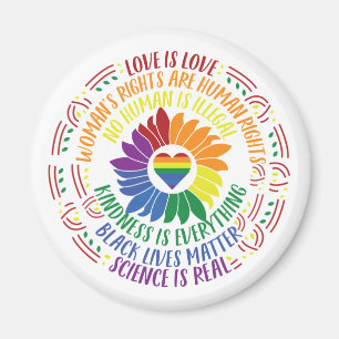 Colourful Social Justice Flower Word Art Magnet