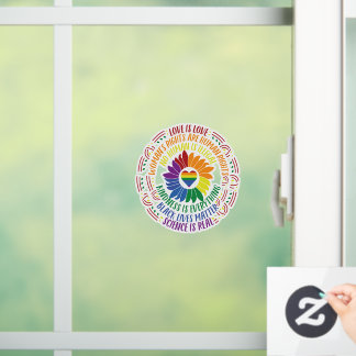 Colourful Social Justice Flower Word Art  Window Cling