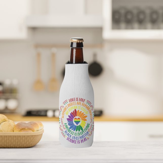 Colourful Social Justice Flower Word  Bottle Cooler (Creator Uploaded)