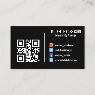 Colourful social media icons QR or logo  Business Card