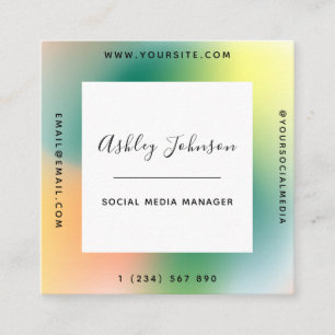 Colourful Social Media Manager Green Gradient Cool Square Business Card