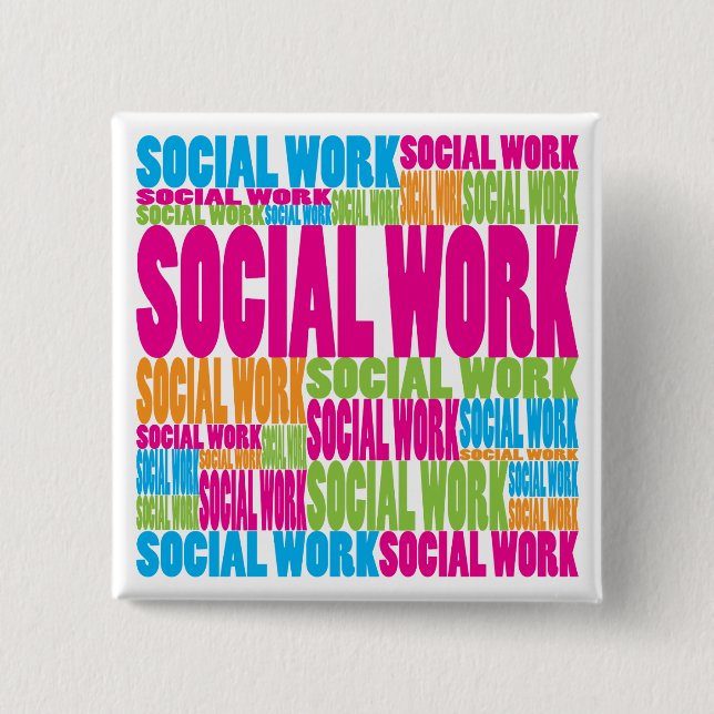 Colourful Social Work 15 Cm Square Badge (Front)