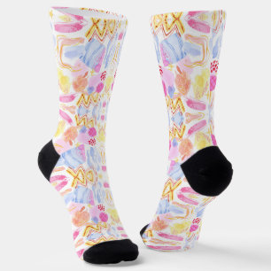 Colourful socks featuring a vibrant, abstract