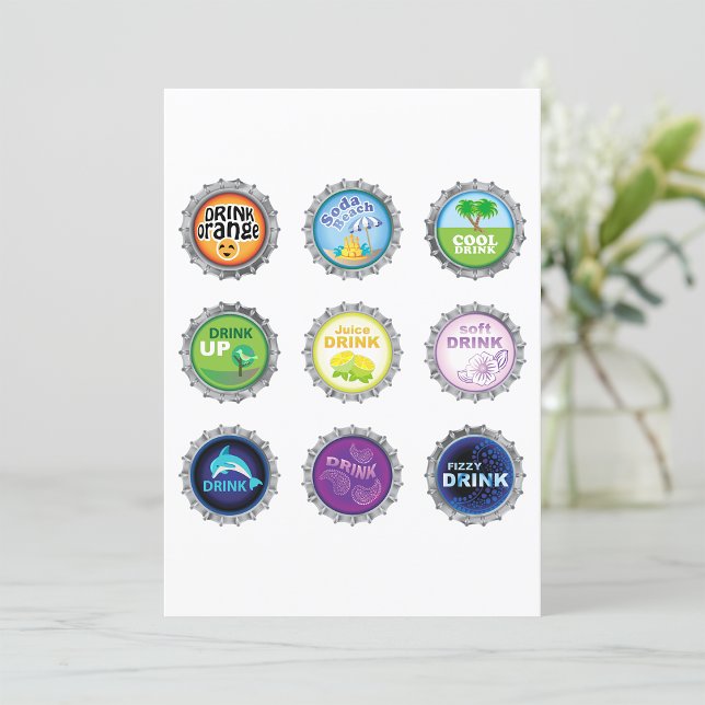 Colourful Soda Bottle Caps Invitation (Creator Uploaded)