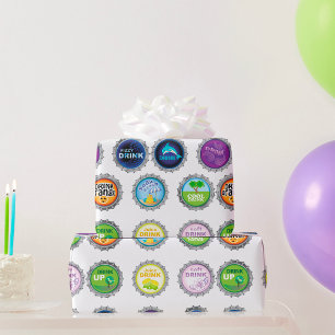 Colourful Soda Bottle Caps Wrapping Paper
