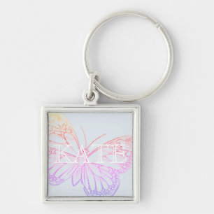 Colourful Soft Butterfly Art Key Ring