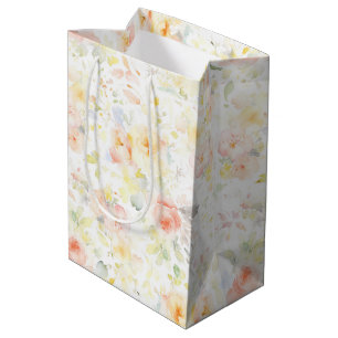 Colourful Soft Flowers Elegant Boho Painted Patter Medium Gift Bag