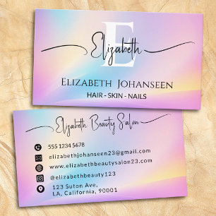 Colourful Soft Pastel Colours Gradient Chic Monogr Business Card