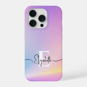Colourful Soft Pastel Colours Gradient Chic Monogr iPhone 15 Pro Case