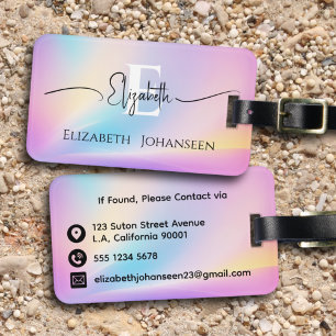Colourful Soft Pastel Colours Gradient Chic Monogr Luggage Tag