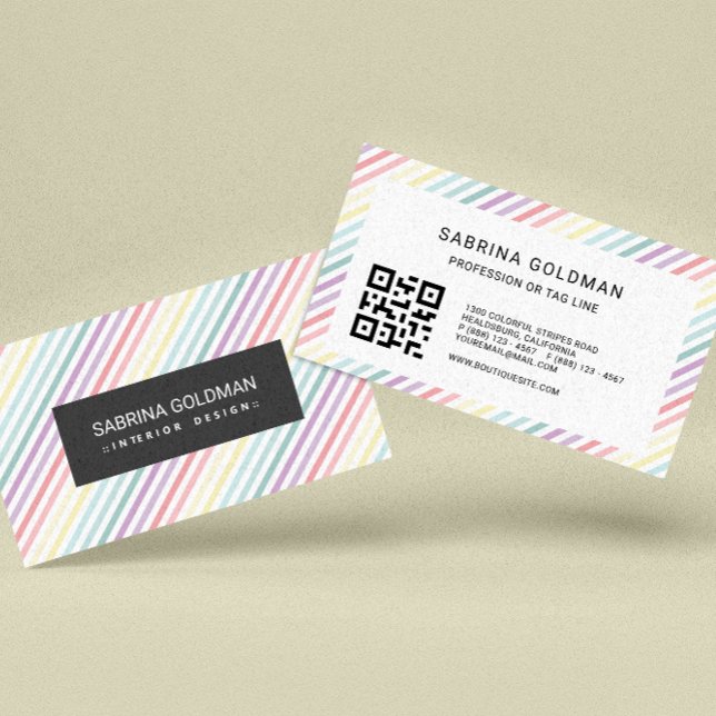 Colourful  soft unicorn Pastel Colours QR CODE Business Card (Creator Uploaded)