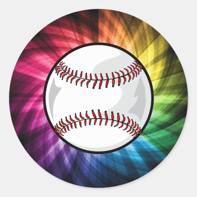 Colourful Softball; Baseball Classic Round Sticker (Front)