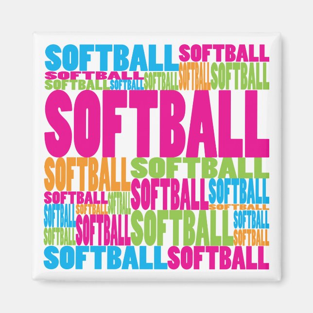 Colourful Softball Magnet (Front)