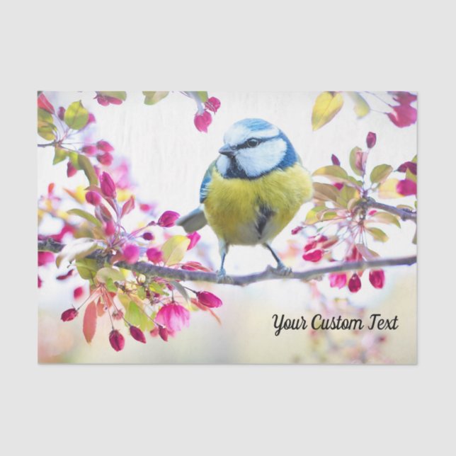 Colourful Songbird & Spring Blossoms, Your Message Tissue Paper (Front)