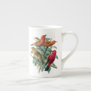 Colourful Songbirds & Green Leaves   Bone China Mug