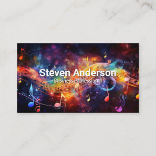 Colourful Sound Musical Notes Background Business Card