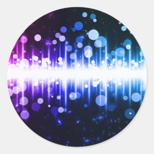 Colourful sound wave design classic round sticker