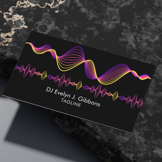 Colourful Sound Waves Dj Singer Songwriter Black  Business Card (Creator Uploaded)
