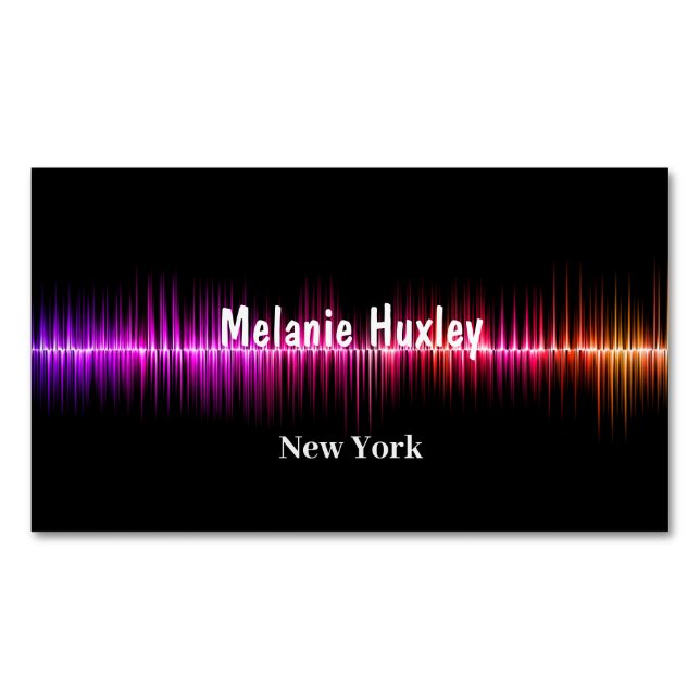 Colourful Sound Waves Magnetic Business Card (Front)