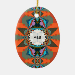 Colourful South Western Geometric Pattern Ceramic Tree Decoration