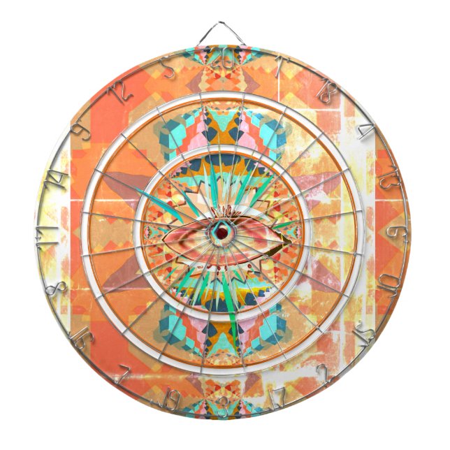 Colourful South Western Geometric Pattern Dartboard (Front)