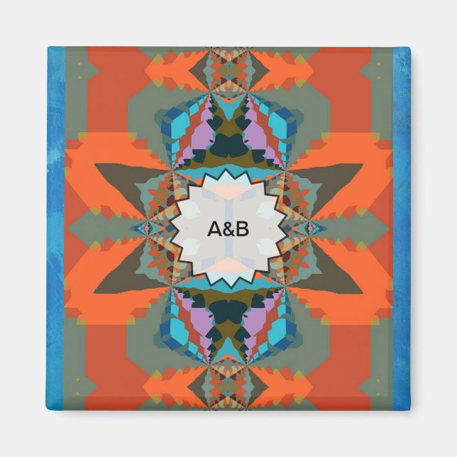 Colourful South Western Geometric Pattern Magnet (Front)