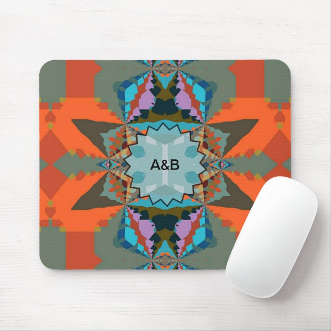 Colourful South Western Geometric Pattern Mouse Mat (With Mouse)