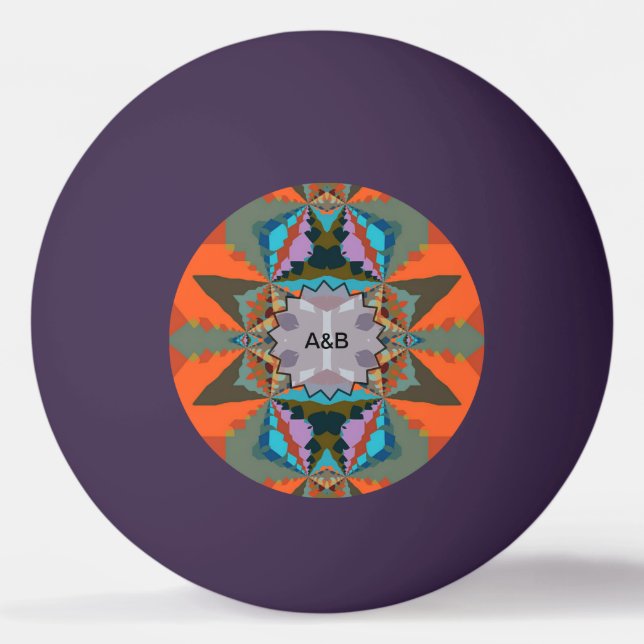 Colourful South Western Geometric Pattern Ping Pong Ball (Front)