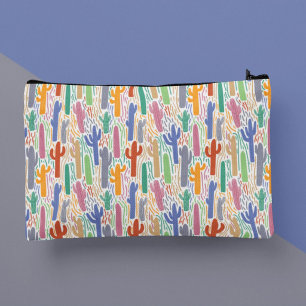 Colourful Southwest Saguaro Cactus Pattern Accessory Pouch