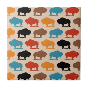 Colourful Southwestern Buffalo Pattern Tile