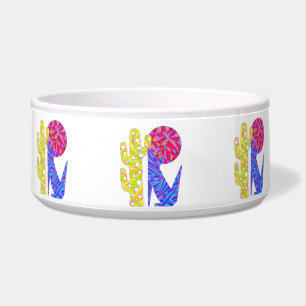 Colourful Southwestern Decor Coyote Art Dog Bowl