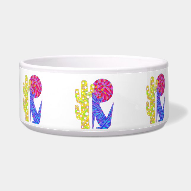 Colourful Southwestern Decor Coyote Art Dog Bowl (Right)