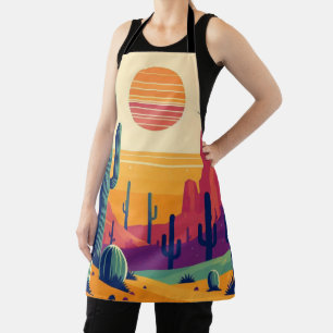 Colourful southwestern desert art apron