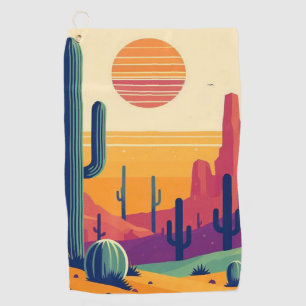 Colourful southwestern desert art golf towel