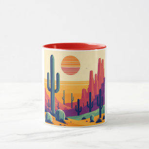 Colourful southwestern desert art mug