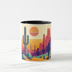 Colourful southwestern desert art mug