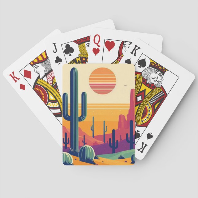 Colourful southwestern desert art playing cards (Back)