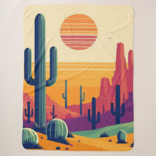 Colourful southwestern desert art sherpa blanket