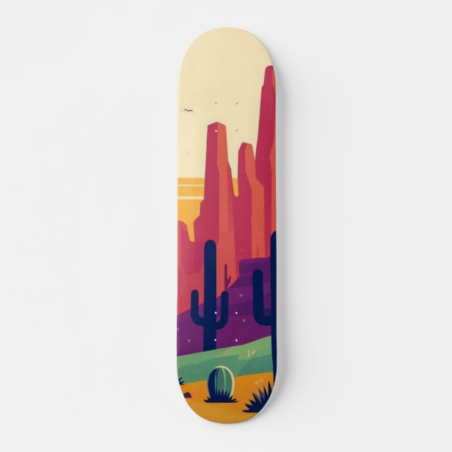 Colourful southwestern desert art skateboard (Front)