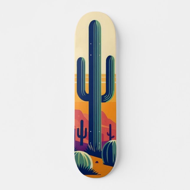Colourful southwestern desert art skateboard (Front)