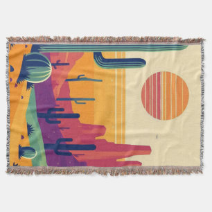 Colourful southwestern desert art throw blanket