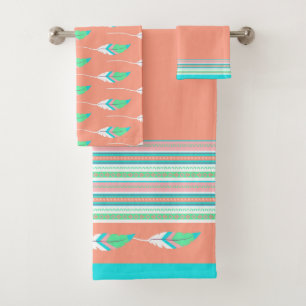 Colourful Southwestern Feather Bath Towel Set